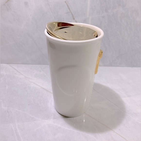 Starbucks gold zipper 2015  10 oz ceramic tumbler - Picture 3 of 6
